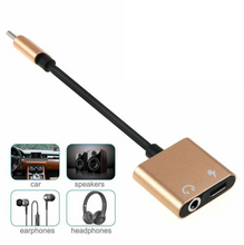 Load image into Gallery viewer, DUAL ADAPTER CHARGER TYPE C TO 3.5mm AUDIO AUX HEADPHONE