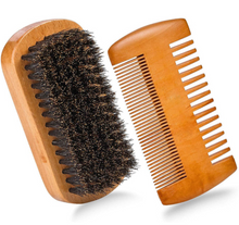 Load image into Gallery viewer, 3 in 1 Beard Care Kit Set For Men Shaving Scissors Comb Facial Hair Brush Wood