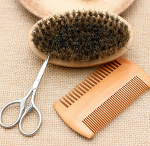 Load image into Gallery viewer, 3 in 1 Beard Care Kit Set For Men Shaving Scissors Comb Facial Hair Brush Wood