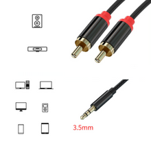 Load image into Gallery viewer, 3.5mm To Dual RCA Male Signal Video Audio Adapter Cable