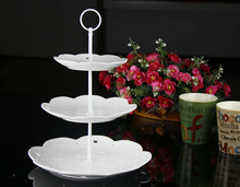 Load image into Gallery viewer, 3 Layers Cake Cupcake Plate Stand Handle Fitting Hardware Wedding Party Supply White