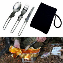 Load image into Gallery viewer, Camping Travel Picnic Foldable Stainless Steel Cutlery 3PCS