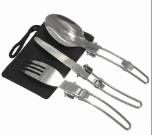 Load image into Gallery viewer, Camping Travel Picnic Foldable Stainless Steel Cutlery 3PCS