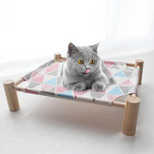 Load image into Gallery viewer, Wood Cat Bed Lounger Sleep Pet Cat Raised Hammock