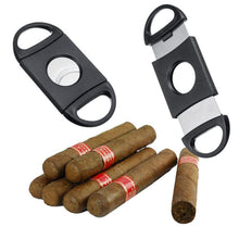 Load image into Gallery viewer, Cigar Cutter Stainless Steel Double Blades Guillotine Knife Pocket Scissors