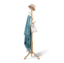Load image into Gallery viewer, Coat Rack Wooden 8 Hooks Hats Hook Hanger Standing Wood Tree Stand Home