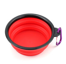 Load image into Gallery viewer, Collapsible Pet Water Bowl with hook Clip Red