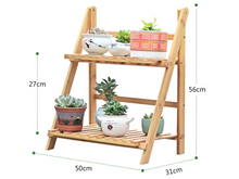 Load image into Gallery viewer, 2 Tier Wooden Ladder Shelf Display Stand