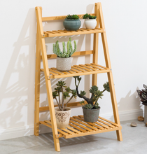 Load image into Gallery viewer, Bamboo Flower Display Shelf Plant Stand 3 Tier