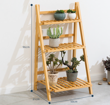 Load image into Gallery viewer, Bamboo Flower Display Shelf Plant Stand 3 Tier