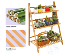 Load image into Gallery viewer, Bamboo Flower Display Shelf Plant Stand 3 Tier