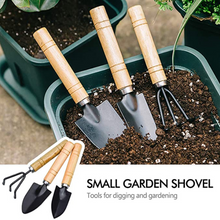 Load image into Gallery viewer, Wood Garden Hand Tool Mini Cultivator Fork Trowel Shovel Set 3PCS