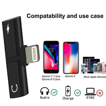 Load image into Gallery viewer, Dual 2in1 Adapter For iPhone X 7 8 Headphone Audio Charger Splitter Charging