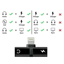 Load image into Gallery viewer, Dual 2in1 Adapter For iPhone X 7 8 Headphone Audio Charger Splitter Charging