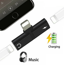 Load image into Gallery viewer, Dual 2in1 Adapter For iPhone X 7 8 Headphone Audio Charger Splitter Charging