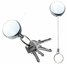Load image into Gallery viewer, Extendable Metal Wire Steel Cord Wire Retractable Key Chain 65cm