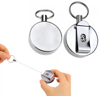 Load image into Gallery viewer, Extendable Metal Wire Steel Cord Wire Retractable Key Chain 65cm