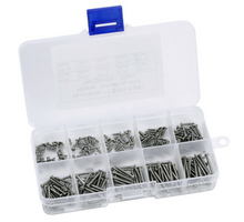 Load image into Gallery viewer, 250pcs 4-20 Size M2 Cross Round Head Self Tapping PA Screws Assortment Kit Silver