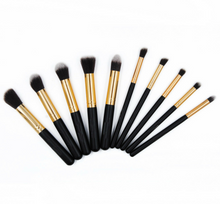 Load image into Gallery viewer, Golden Black Foundation Powder Eyebrow Eyeliner Blush Concealer Brush Set