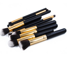 Load image into Gallery viewer, Golden Black Foundation Powder Eyebrow Eyeliner Blush Concealer Brush Set