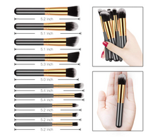 Load image into Gallery viewer, Golden Black Foundation Powder Eyebrow Eyeliner Blush Concealer Brush Set