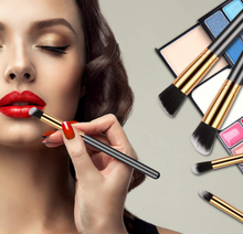 Load image into Gallery viewer, Golden Black Foundation Powder Eyebrow Eyeliner Blush Concealer Brush Set