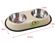 Load image into Gallery viewer, Double Pet Bowl Dog Cat Twin Dish Stainless Steel Water Food Feeder