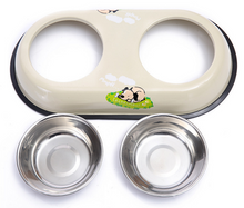 Load image into Gallery viewer, Double Pet Bowl Dog Cat Twin Dish Stainless Steel Water Food Feeder