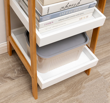 Load image into Gallery viewer, 4 Tier Storage Shelf Bamboo Display Shelving Unit Kitchen Storage Rack