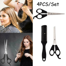 Load image into Gallery viewer, Hairdressing Scissors Razor Comb Brush Set 4Pcs