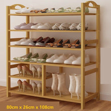 Load image into Gallery viewer, 6 Tiers Layers Shoe Rack Storage Shelf Stand Bamboo