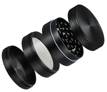 Load image into Gallery viewer, Tobacco Herb Spice Grinder 4 Layers Metal Aluminum Portable Black Smoke Crusher