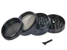 Load image into Gallery viewer, Tobacco Herb Spice Grinder 4 Layers Metal Aluminum Portable Black Smoke Crusher