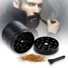 Load image into Gallery viewer, Tobacco Herb Spice Grinder 4 Layers Metal Aluminum Portable Black Smoke Crusher