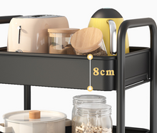 Load image into Gallery viewer, 4 Tier Wheeled Black Basket Kitchen Storage Trolley