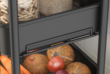 Load image into Gallery viewer, 4 Tier Wheeled Black Basket Kitchen Storage Trolley
