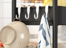 Load image into Gallery viewer, 4 Tier Wheeled Black Basket Kitchen Storage Trolley