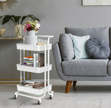Load image into Gallery viewer, 3 Tier Storage Trolley Cart Storage Rack Stand Holder