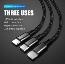 Load image into Gallery viewer, 3in1 Multi Type C Cable FAST Charge USB Charging Cable