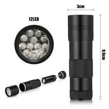 Load image into Gallery viewer, 12 LED Black Light Lamp UV Torch Flashlight