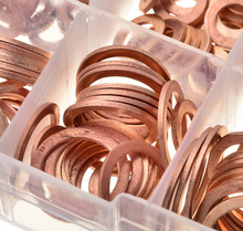Load image into Gallery viewer, 200pcs Set Copper Washers O-Ring Gaskets Seal Flat Rings Assortment Kit Supplies