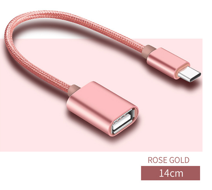 USB 3.1 Type C to USB A Female OTG USB Host Adapter Converter Braided Cable Lead