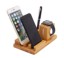 Load image into Gallery viewer, Bamboo Wood Charging Dock Stand for Apple Watch/iPhone
