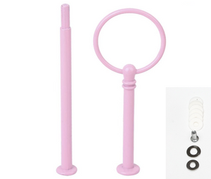 2 Layers Cake Cupcake Plate Stand Handle Fitting Hardware Wedding Party Supply Pink