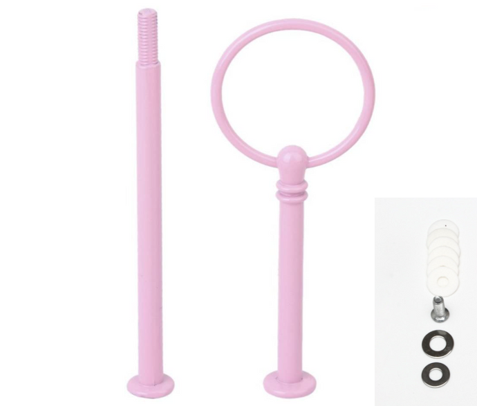 2 Layers Cake Cupcake Plate Stand Handle Fitting Hardware Wedding Party Supply Pink