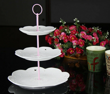 Load image into Gallery viewer, 3 Layers Cake Cupcake Plate Stand Handle Fitting Hardware Wedding Party Supply Pink

