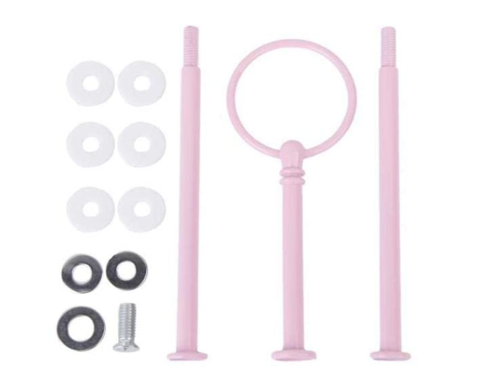 3 Layers Cake Cupcake Plate Stand Handle Fitting Hardware Wedding Party Supply Pink