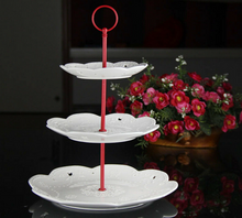Load image into Gallery viewer, 3 Layers Cupcake Plate Stand Handle Fitting Hardware Wedding Party Supply Red
