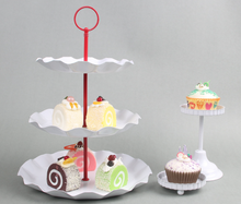 Load image into Gallery viewer, 3 Layers Cupcake Plate Stand Handle Fitting Hardware Wedding Party Supply Red
