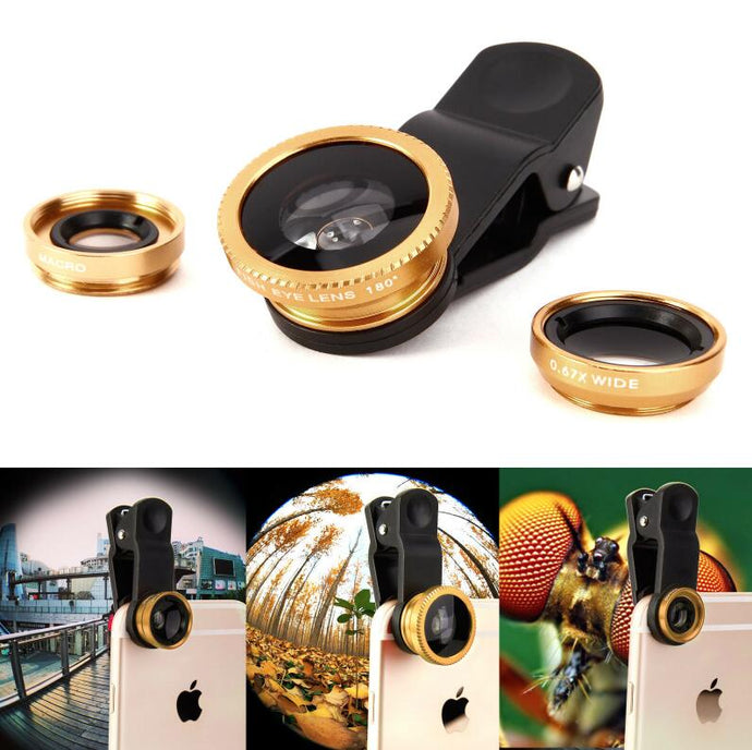 3 In 1 Fish Eye Lens Kit For Mobile Phones iPhone